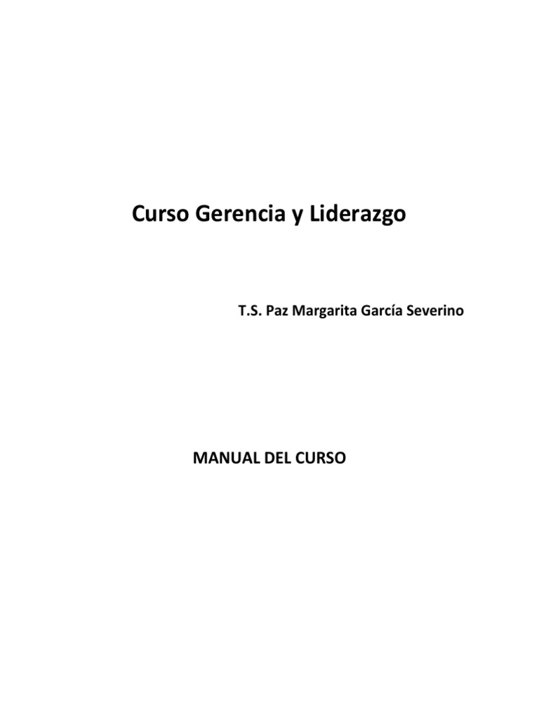 Manual Del Curso Gerencia Y Liderazgo Descargar Gratis Pdf Estado