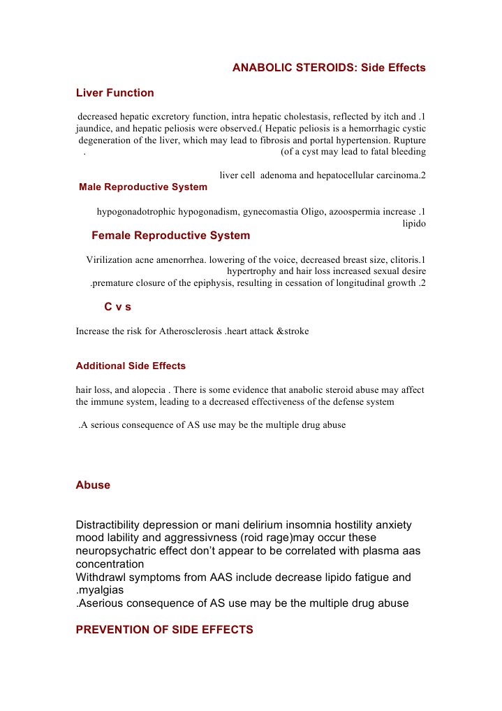 Anabolic Steroids: Side Effects Overview | PDF