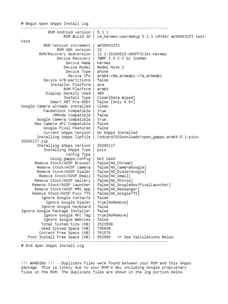 Open Gapps Log | PDF | Android (Operating System) | Operating.
