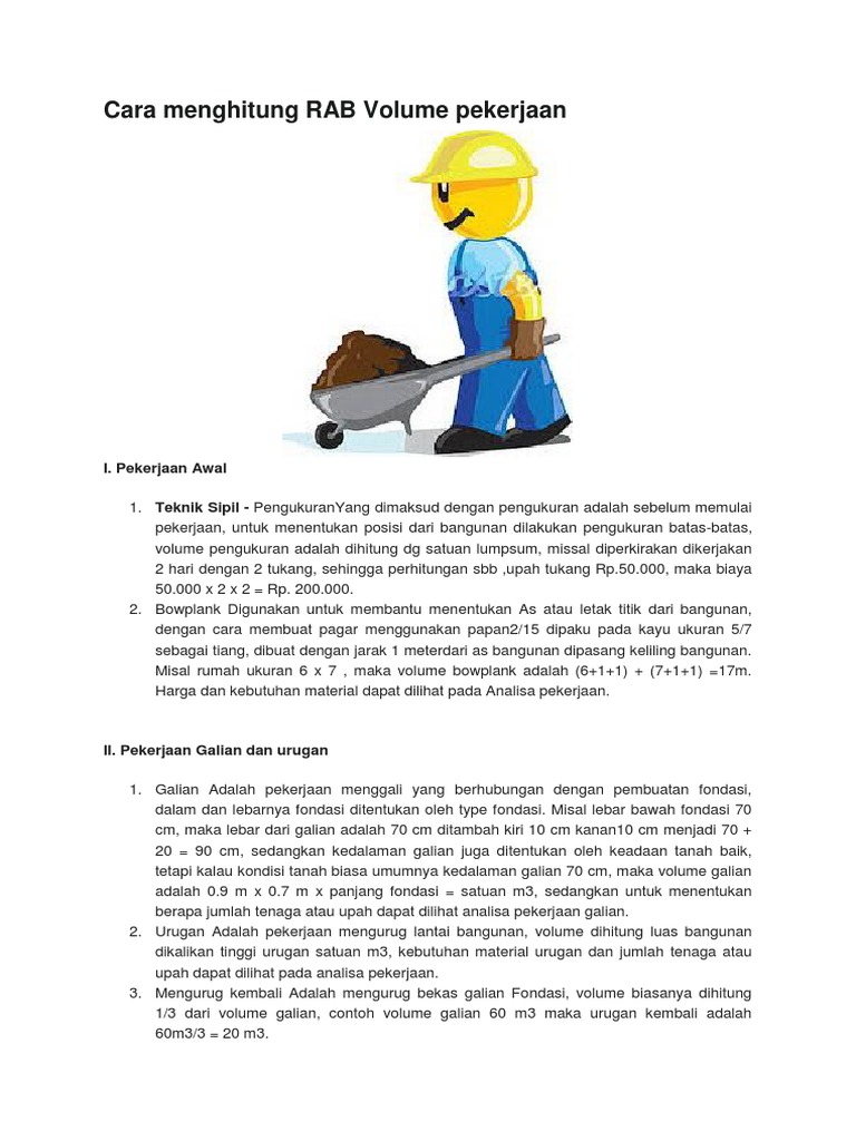 Cara Menghitung RAB Volume Pekerjaan | PDF