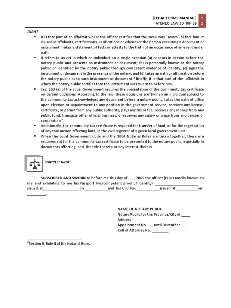 JURAT PDF Affidavit Notary Public
