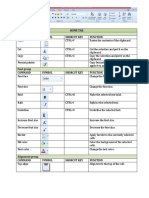 MS Excel Tabs and Commands Table Form