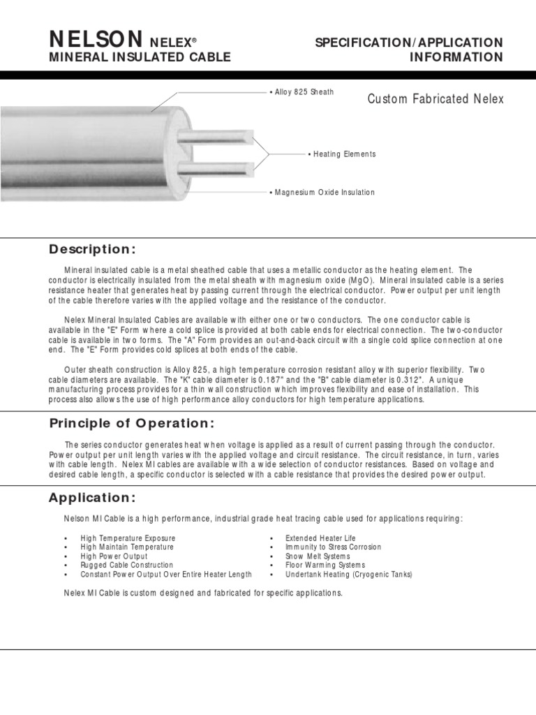 KM26 ET3 Heat Cable Specs PDF Electrical Resistance And Conductance