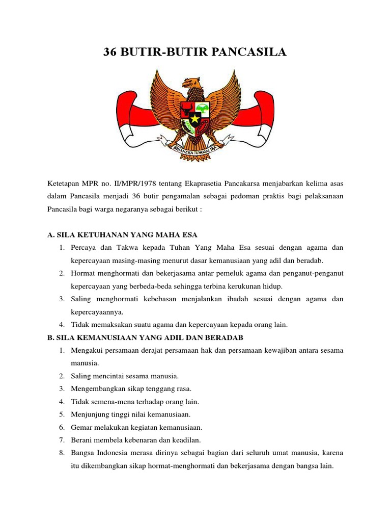 36 Butir Pancasila | PDF
