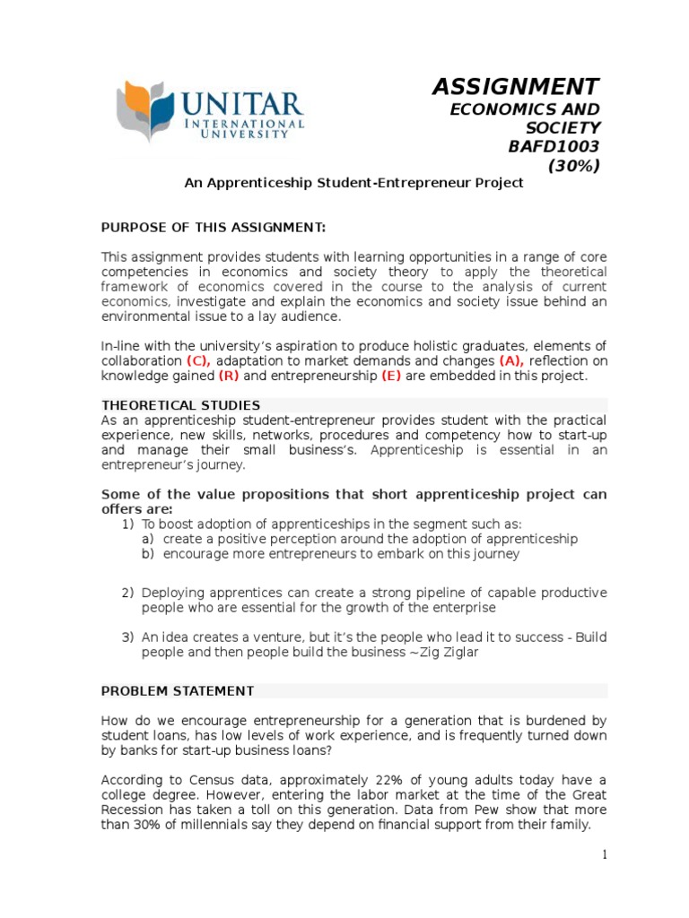 Bafd1003 Assignment | PDF | Entrepreneurship | Apprenticeship