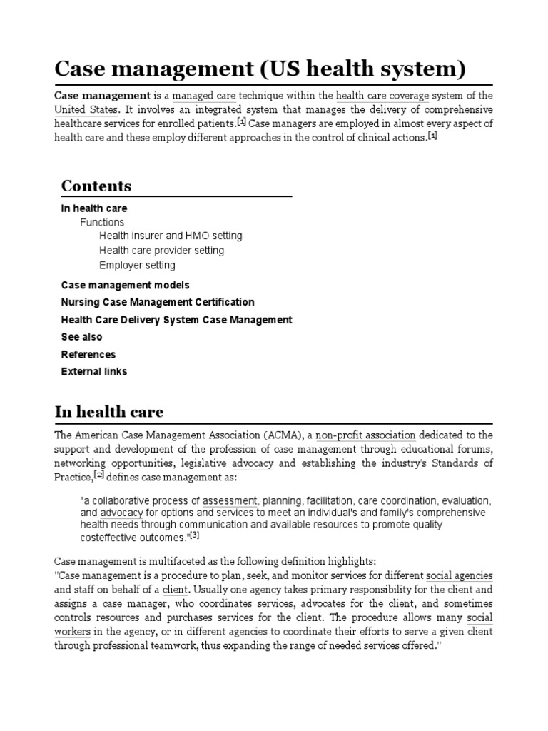 Case Management | PDF | Health Care | Health Sciences