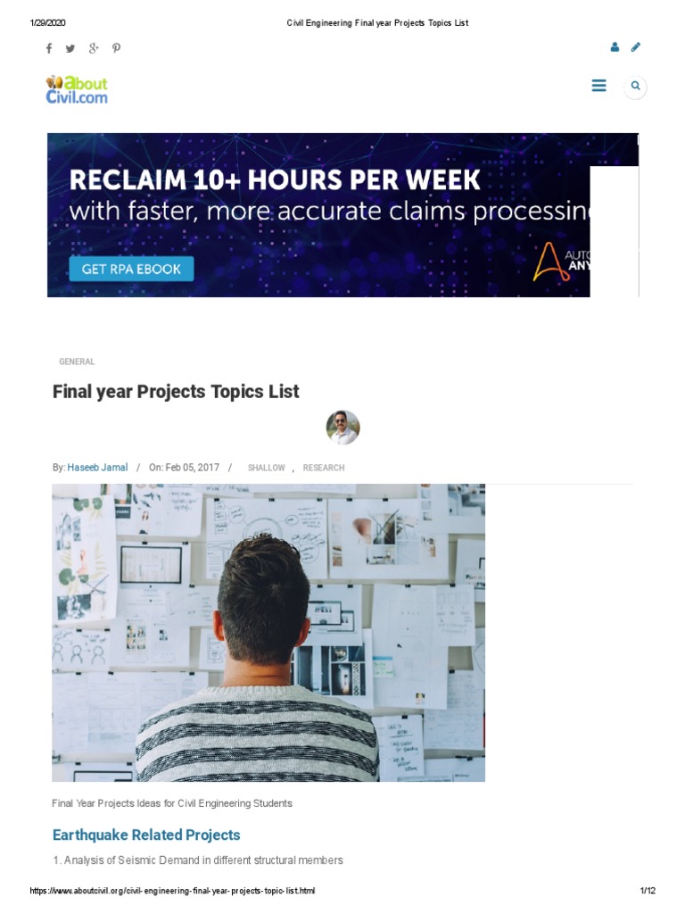 Final Year Civil Engineering Projects List | PDF | Green Building ...