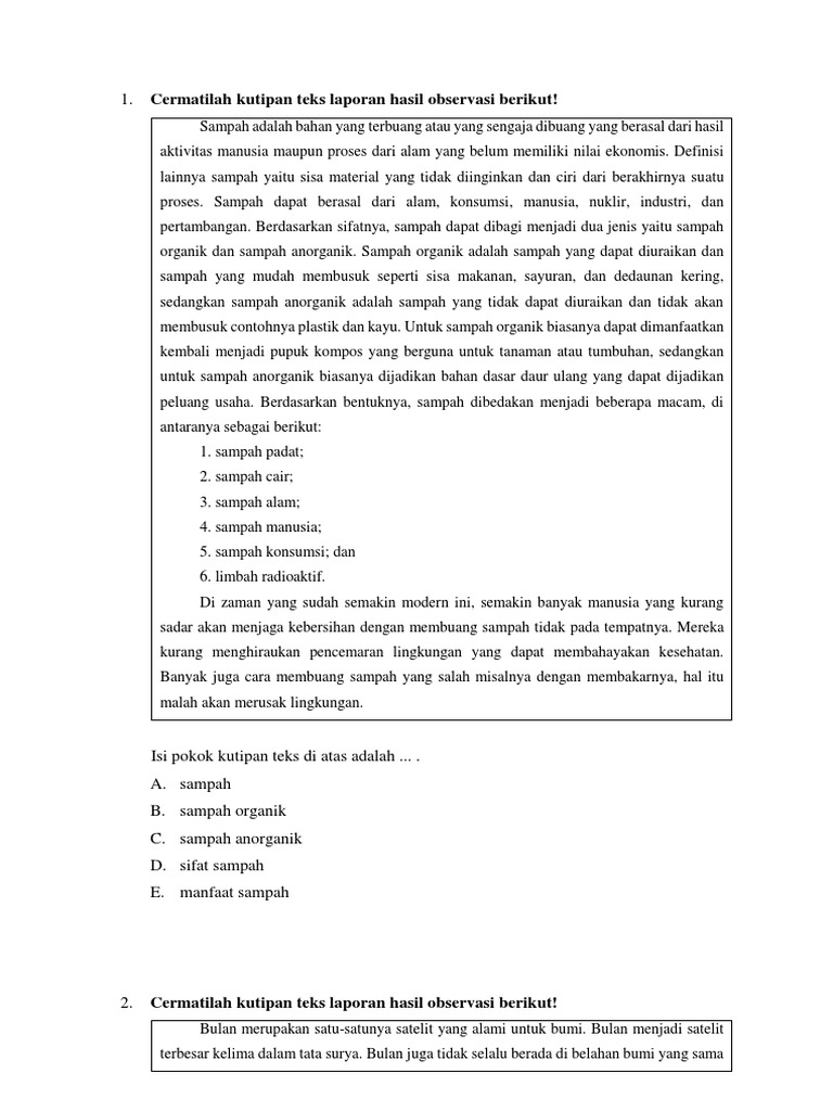 BIndo Soal Pretes | PDF