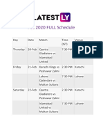PSL 5 Schedule PDF