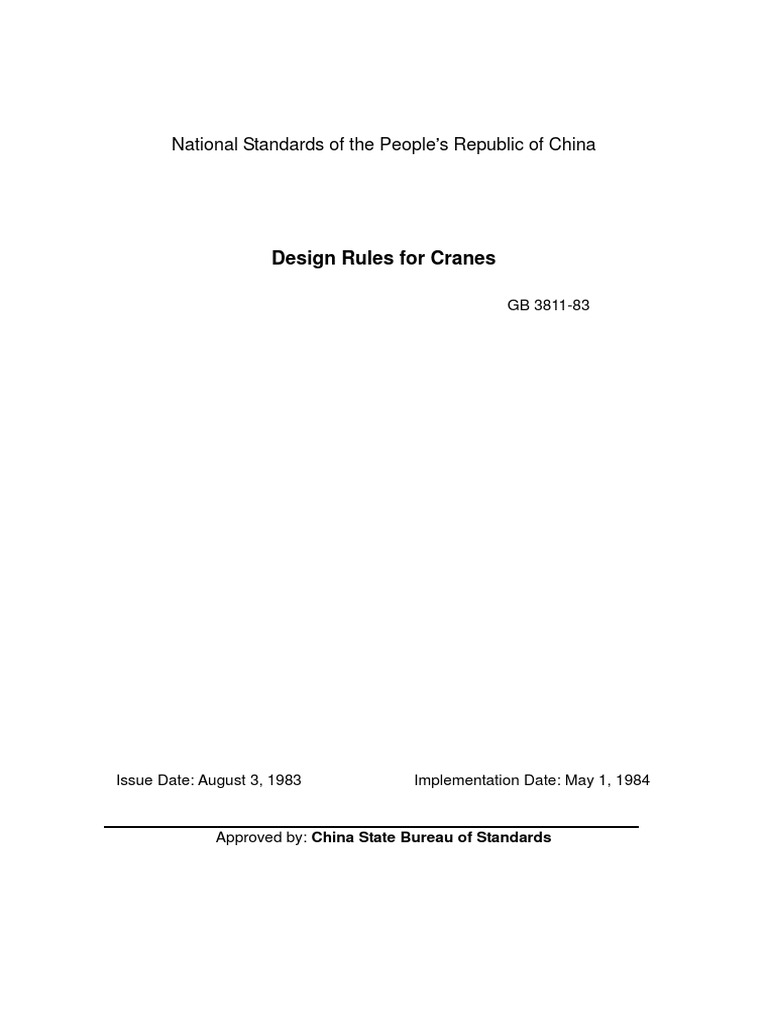 GB 381183 Design Rules For Cranes PDF PDF Crane (Machine) Friction