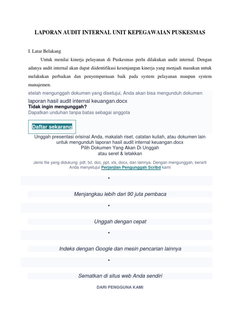 Laporan Audit Internal Unit Kepegawaian Puskesmas