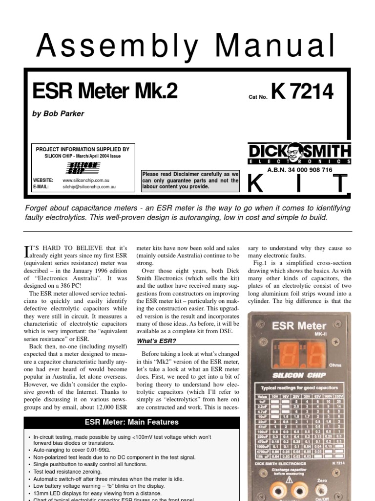 K-7214 ESR meter kit page
