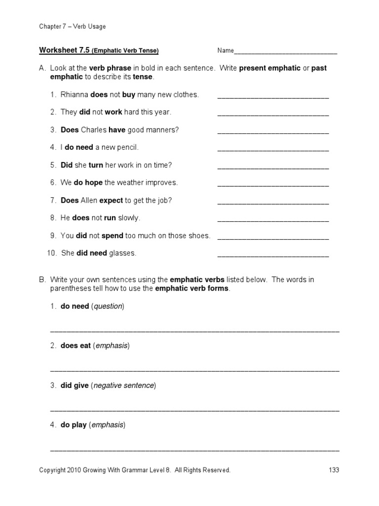 Emphatic Forms Of The Verb : Emphatic Forms of the Verb – CLWRBK