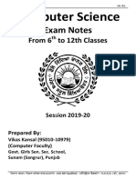 All Computer Science Notes-Punjabi Medium From 6th To 12th Session 2019-20 PDF