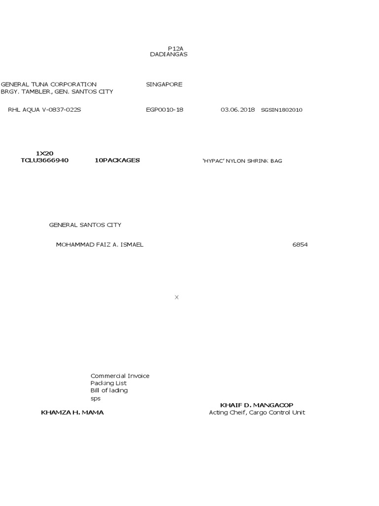Tuna Shipment Invoice and Details | PDF | Tuna | Edible Fish