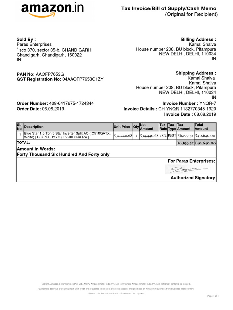 AC Invoice PDF | PDF | Invoice | Government Finances