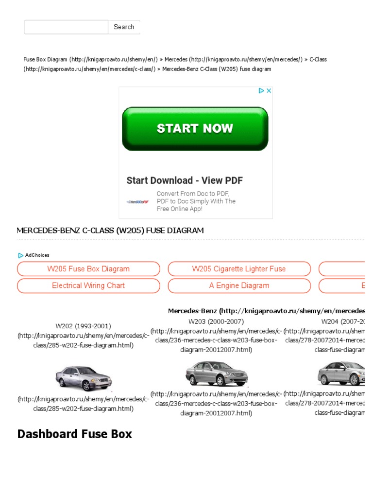 2011 mercedes c300 cigarette lighter fuse Box Diagrams | PDF | Automotive Technologies Mercedes-Benz C-Class (W205) Fuse Diagram