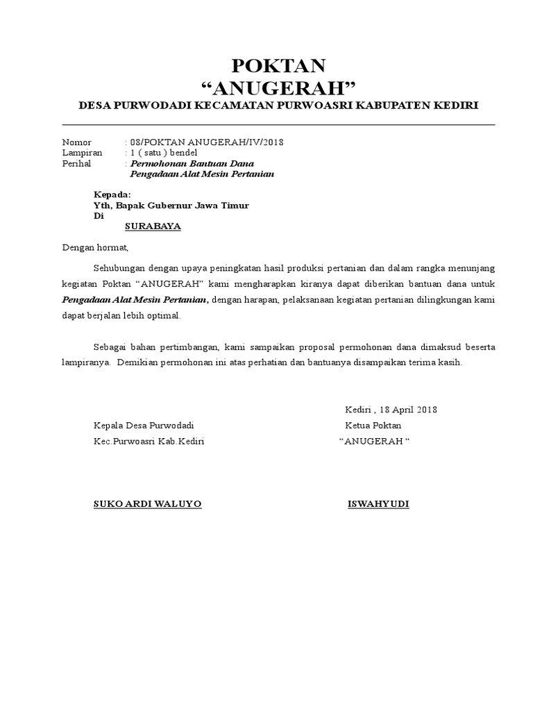 Contoh Proposal Pengajuan Alat Pertanian Pdf