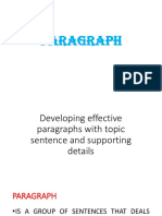 Developing Effective Paragraphs With Topic Sentence and Supporting