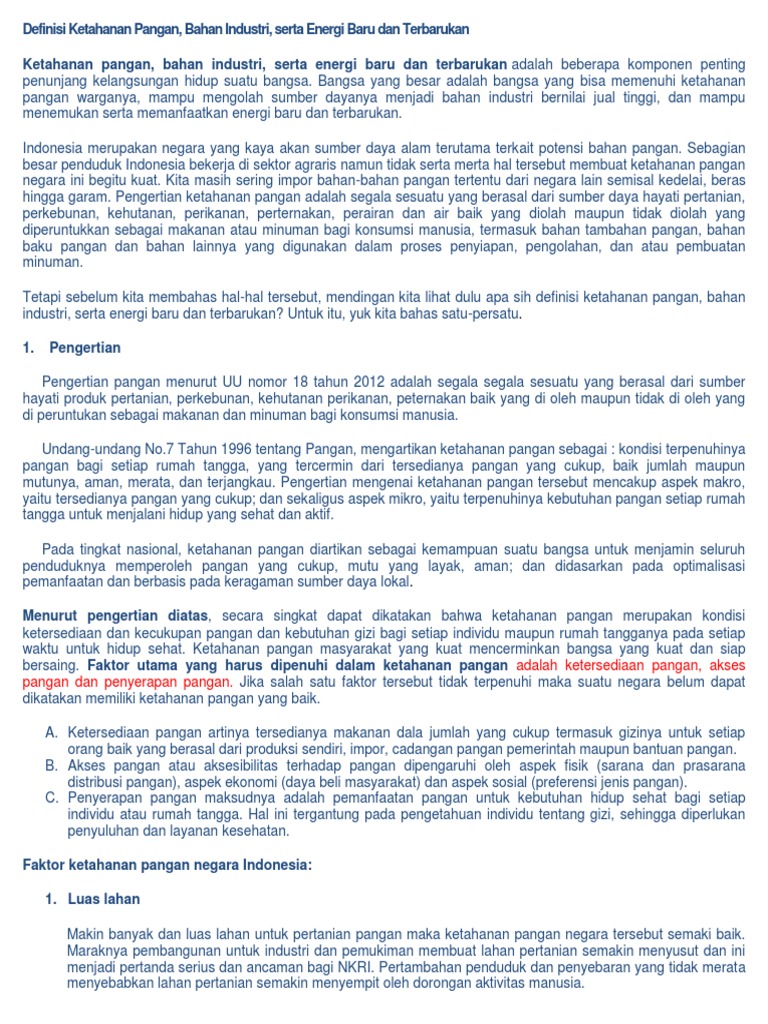 Definisi Ketahanan Pangan Pdf