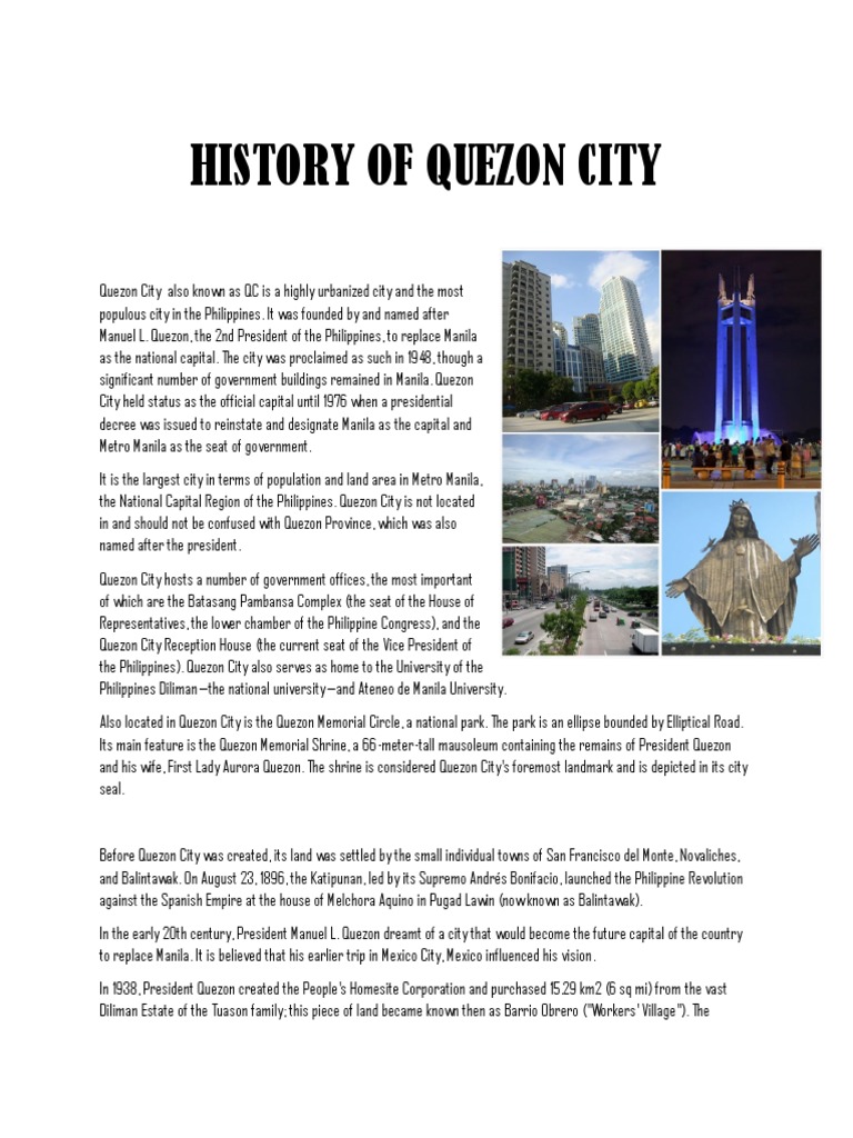 History of Quezon City | PDF | Philippines | Government