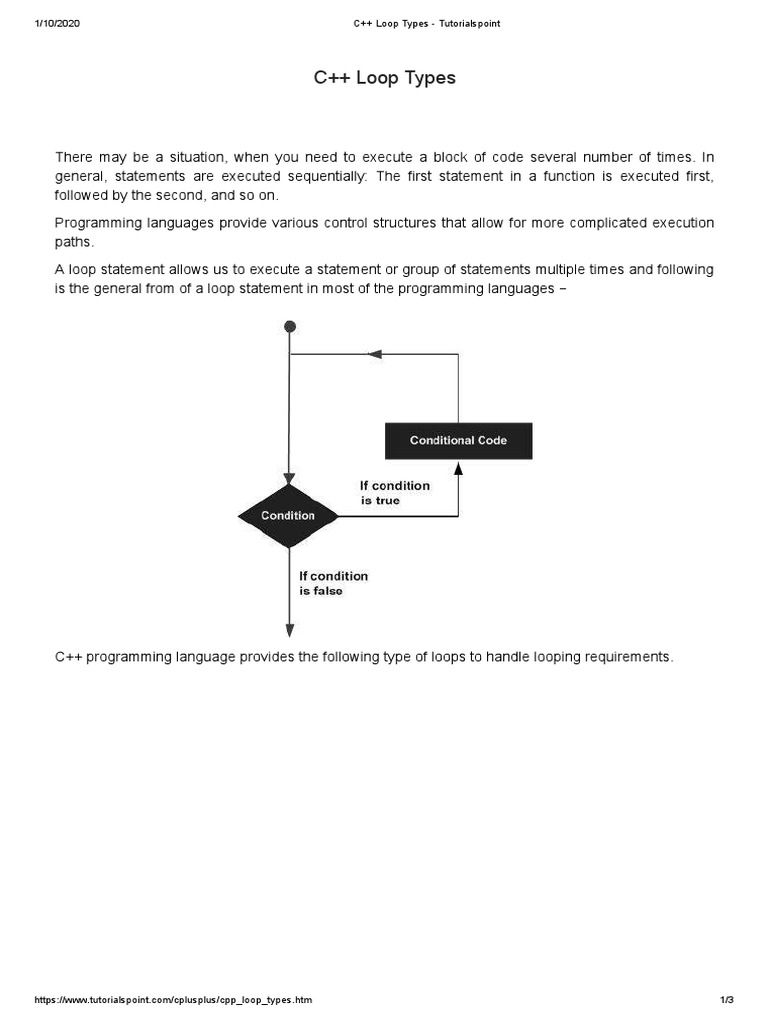 C++ Loop Types - Tutorialspoint | PDF | Control Flow | Computer Engineering