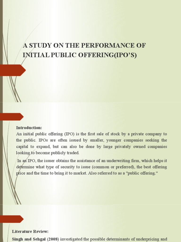 IPO Performance Analysis in India | PDF | Initial Public Offering ...