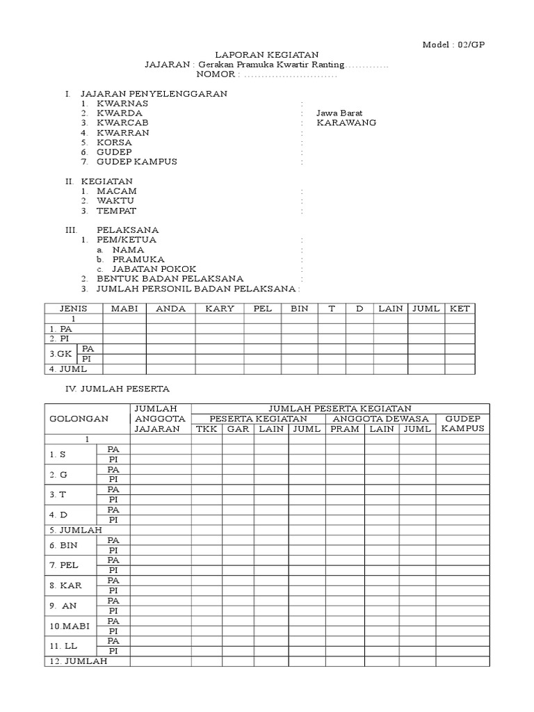Format Data Pramuka Model 02 GP | PDF