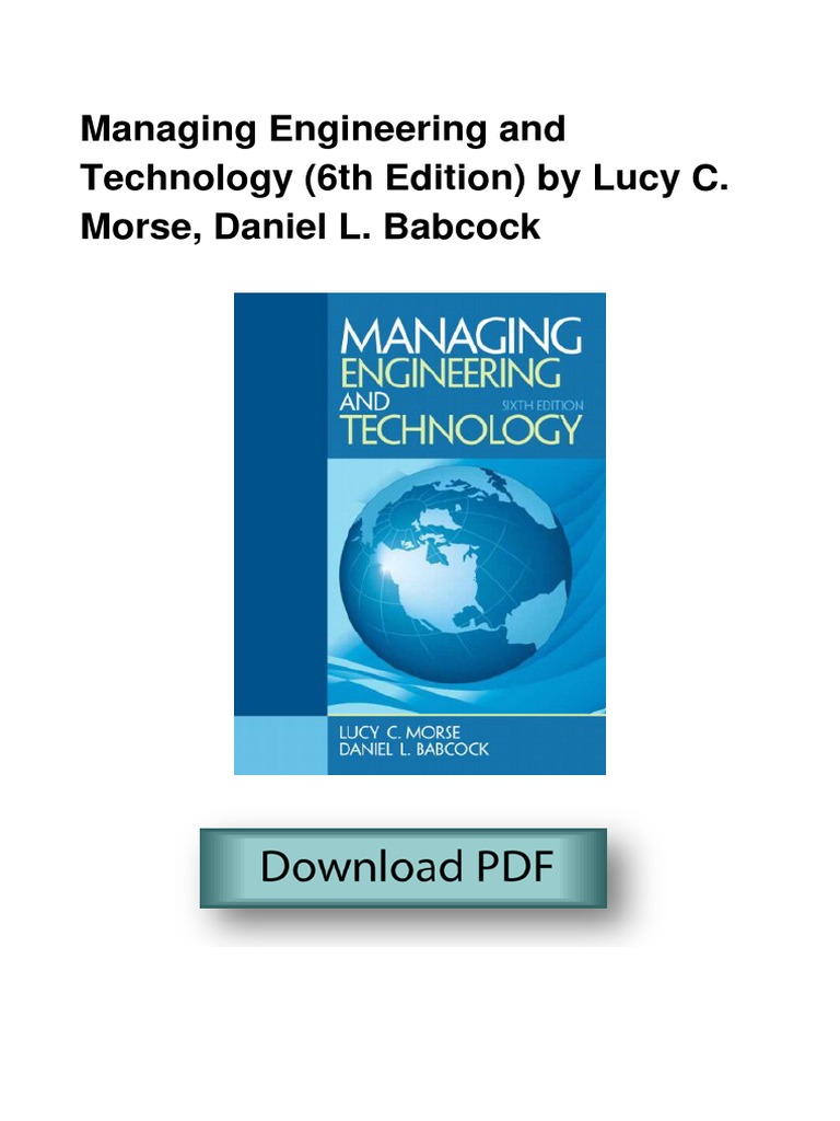 Managing Engineering And Technology 6th Pdf Pdf