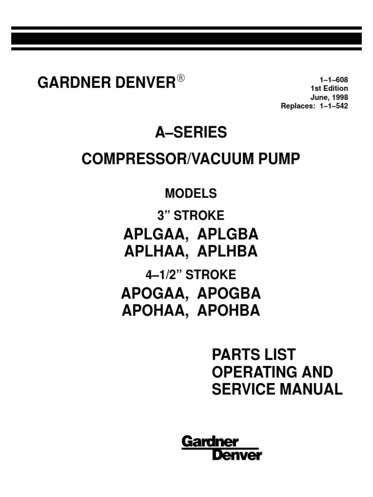 Gardner Denver APO APL Parts List | PDF | Motor Oil | Belt (Mechanical)