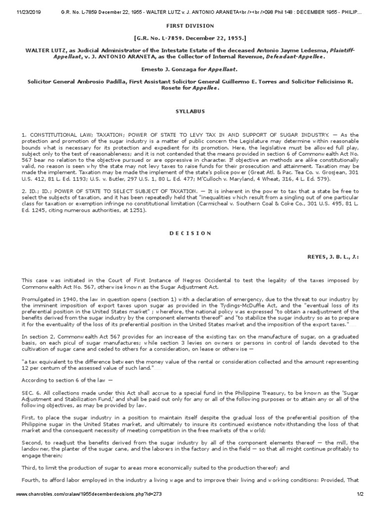 Lutz vs. PDF Taxes Employment