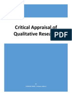 Critical Appraisal of Qualitative Research.