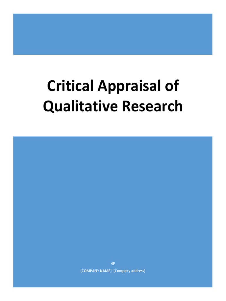 critical appraisal of qualitative research