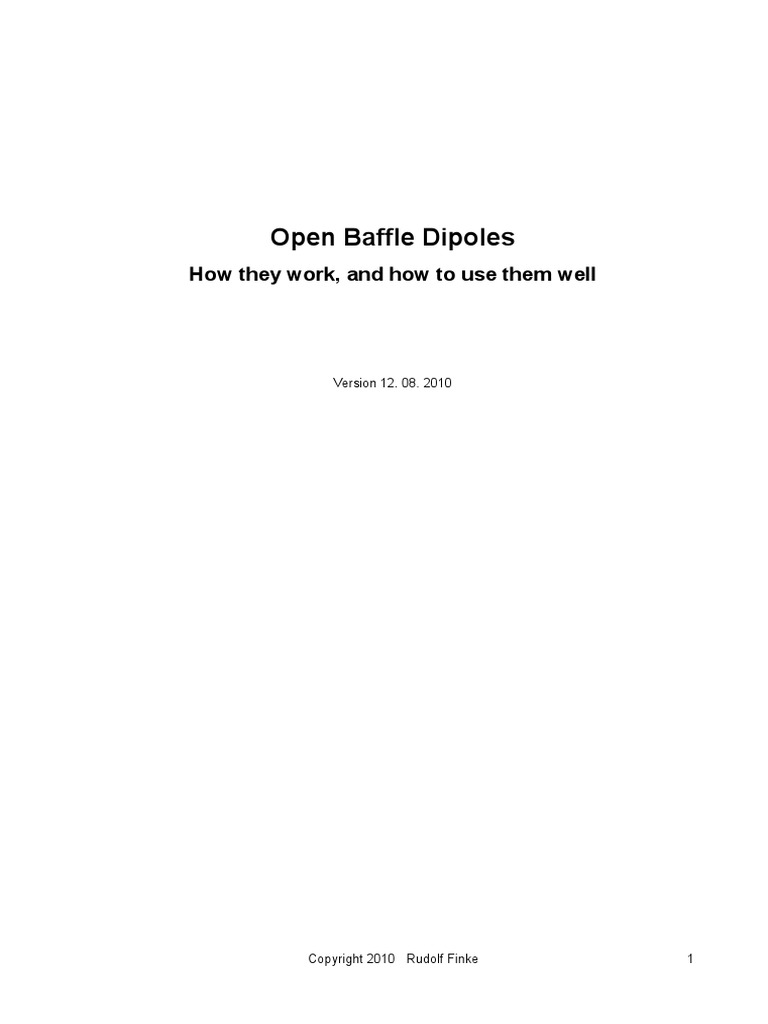 Open Baffle 1 PDF Loudspeaker Wavelength