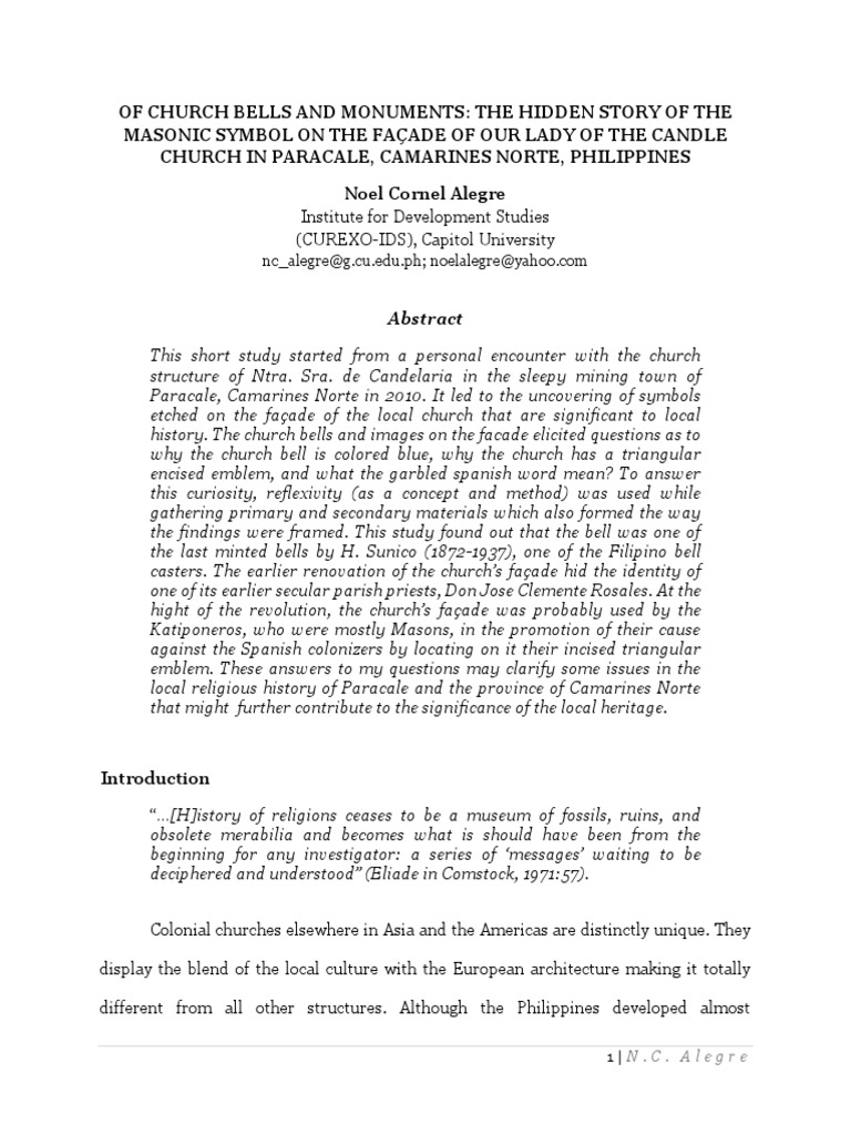 Of Church Bells and Masons The Church of PDF PDF Tagalog Language Philippines