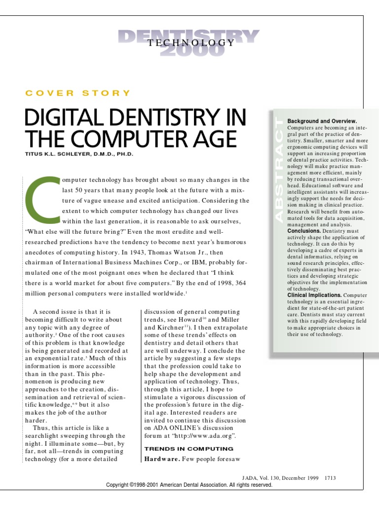 1) Digital Dentistry in Computer Age | PDF | Health Informatics | Dentistry