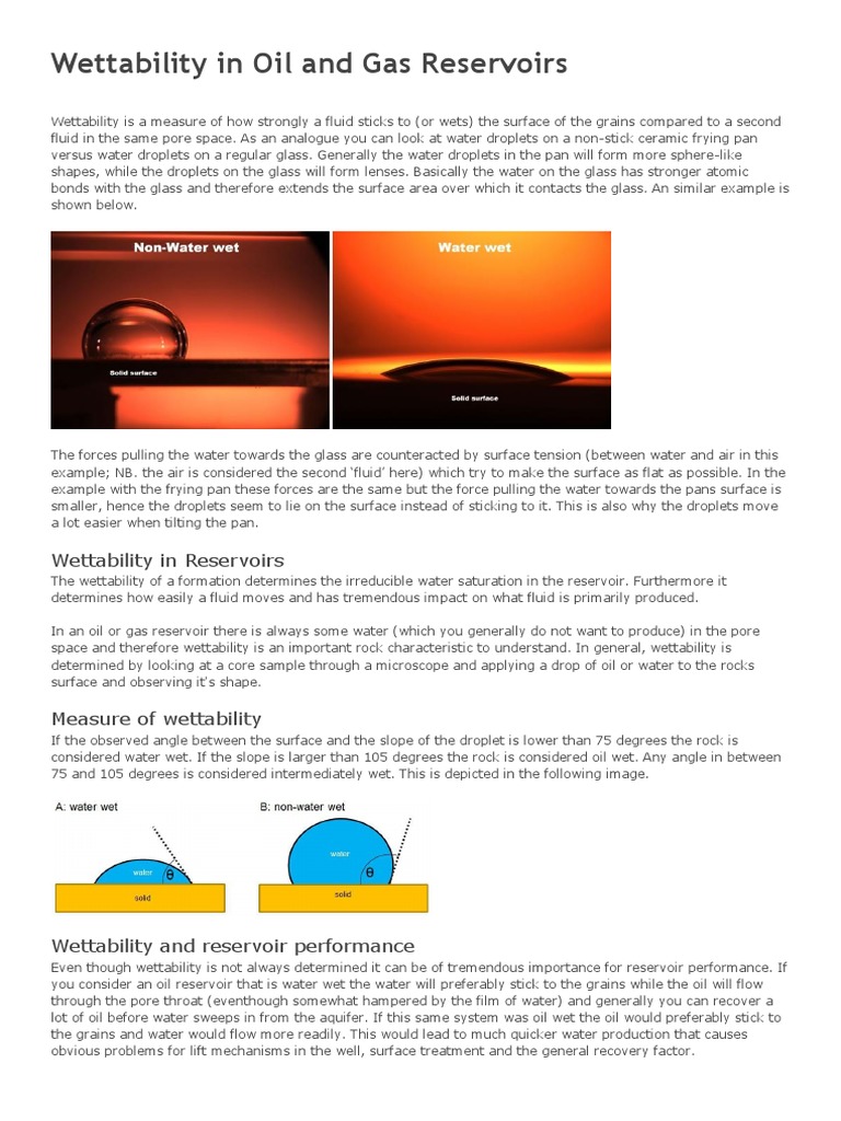 Wettability in Oil and Gas Reservoirs PDF Wetting Petroleum Reservoir