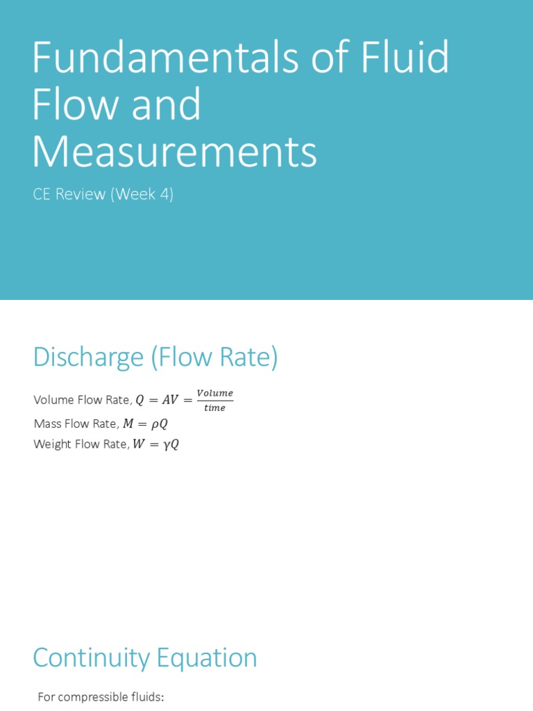 Fluid Flow Fundamentals and Equations | PDF | Fluid Dynamics | Flow ...