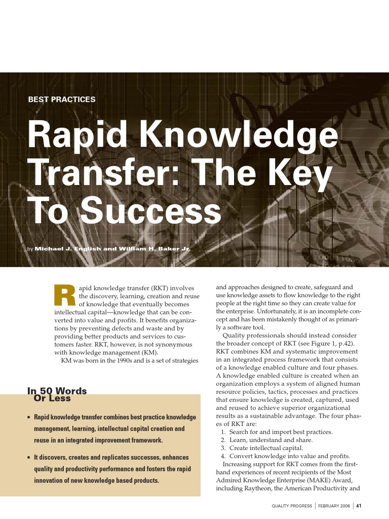 Rapid Knowledge Transfer | PDF | Performance Indicator | Strategic ...