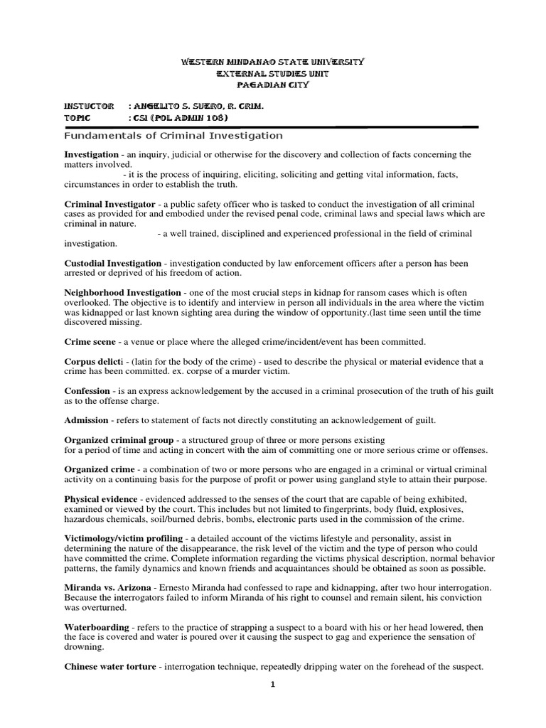 Fundamentals of Investigations PDF Interrogation Confession (Law)