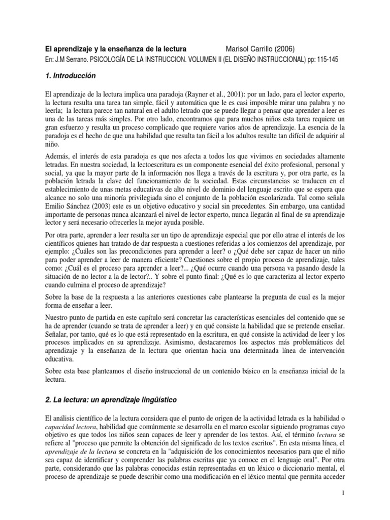 Enseñanza y Aprendizaje de la Lectura | PDF | Palabra | Escritura
