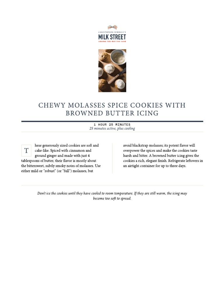 Chewy Molasses Spice Cookies With Browned Butter Icing Christopher