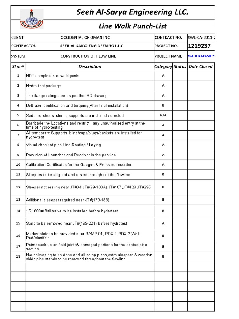 Punch List 01 PDF Pipe (Fluid Conveyance) Plumbing