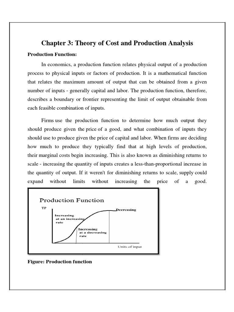 Production Function and Cost Theory | PDF | Production Function ...