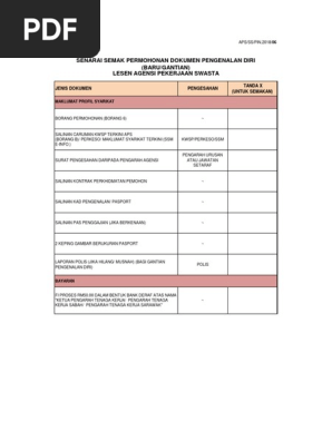 Senarai Semak Permohonan Dokumen Pengenalan Diri Pekerja Agensi Pdf
