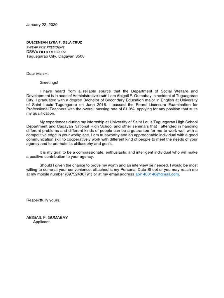 Job Application for Administrative Staff | PDF