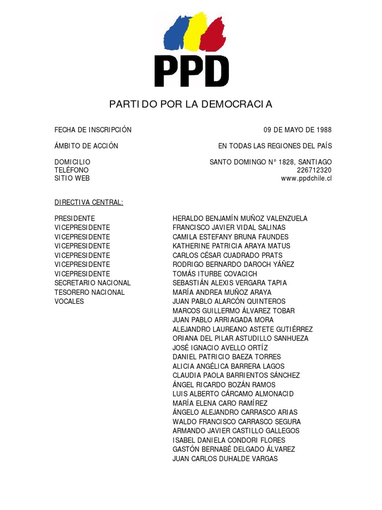 Directiva del PPD Chile 2023 | PDF | América del Sur | Chile