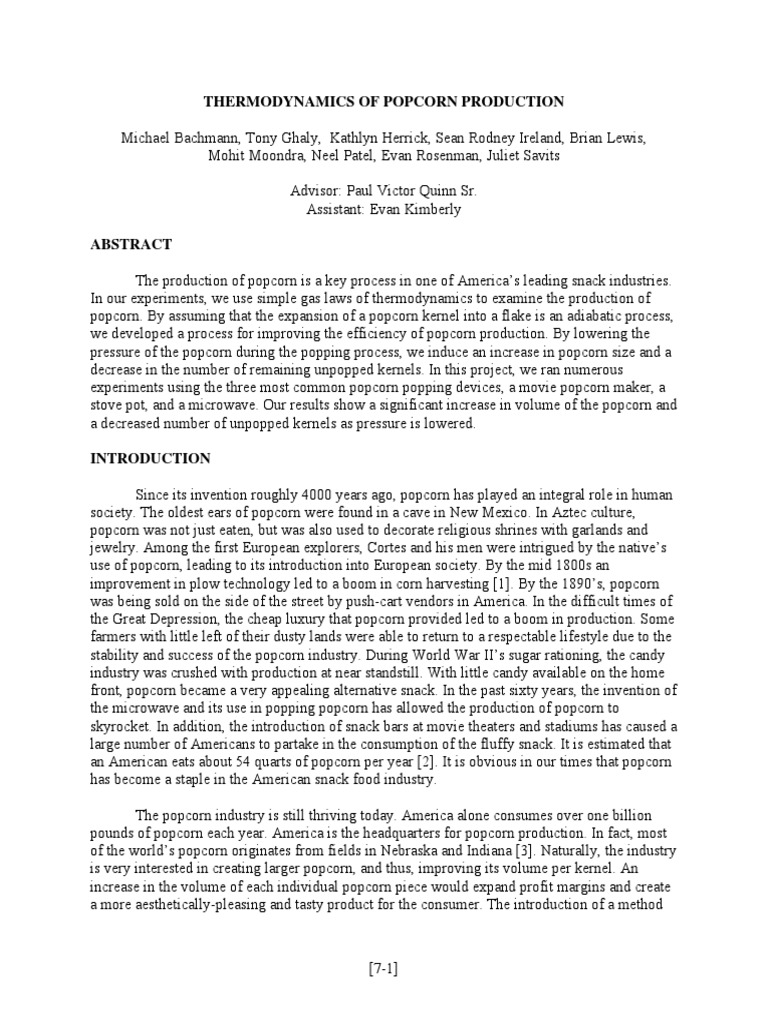 Thermodynamics of Popcorn Popping | PDF | Popcorn | Vacuum