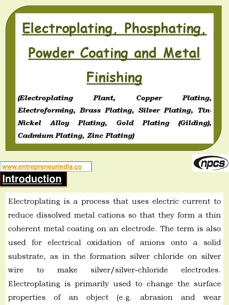 Electroplating Phosphating Powder Coating and Metal Finishing PDF