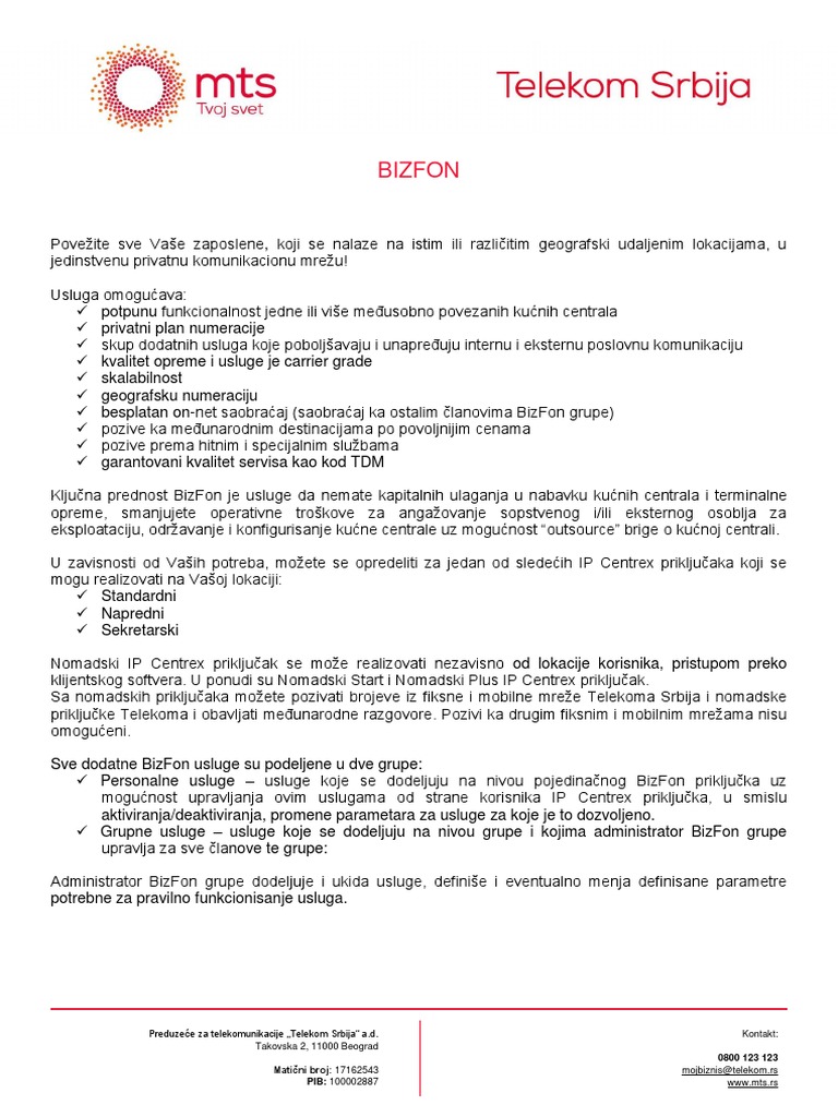 Bizfon Ponuda Pdf